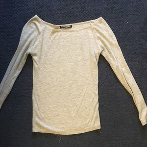Brandy Melville fitted ribbed grey long sleeve